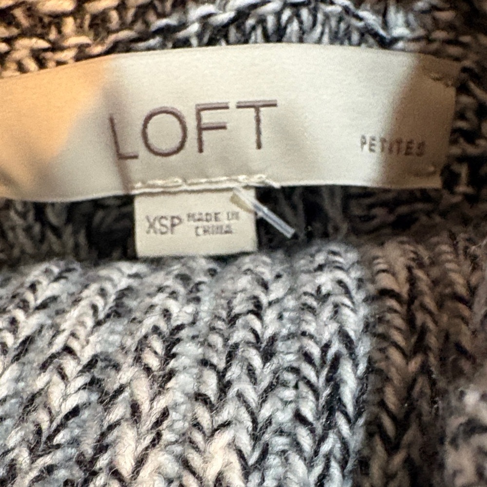 LOFT Gray Cable Knit Cowl Neck Sweater Dress - Picture 3 of 10